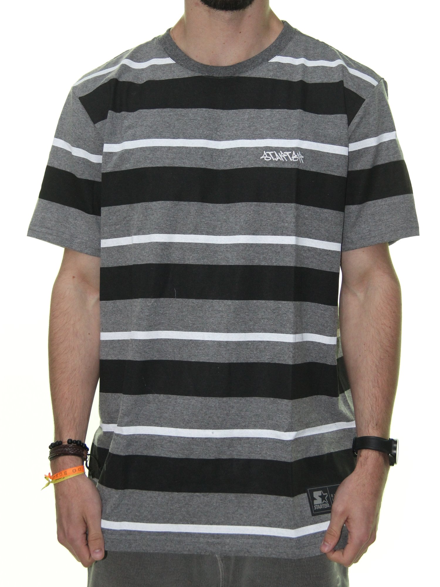 Camiseta Masculina Starter Row Pixo Listra Manga Curta - Grafite