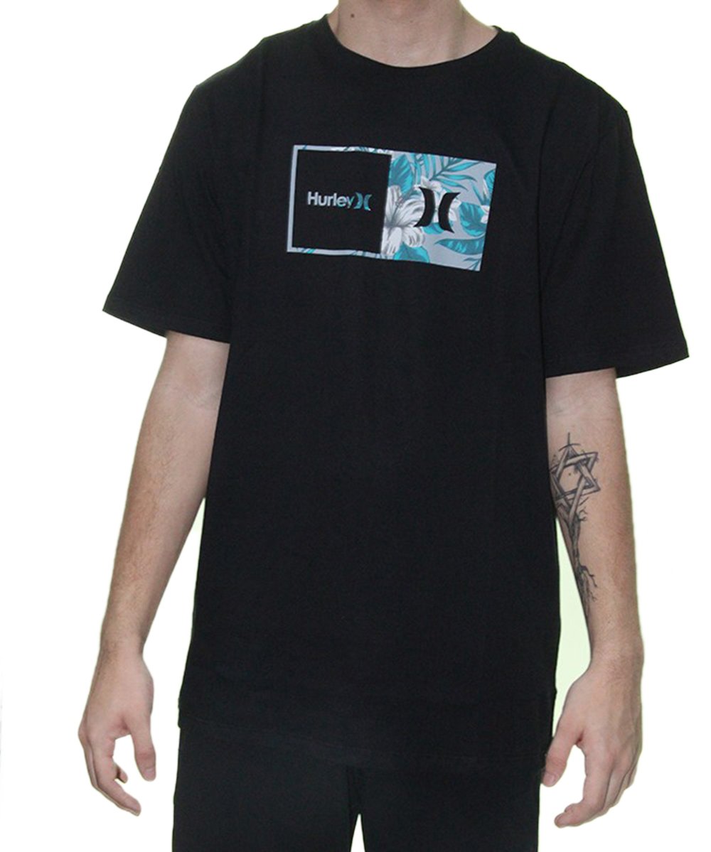 Camiseta Big Masculina Hurley Over Manga Curta Estampada - Preto - Home