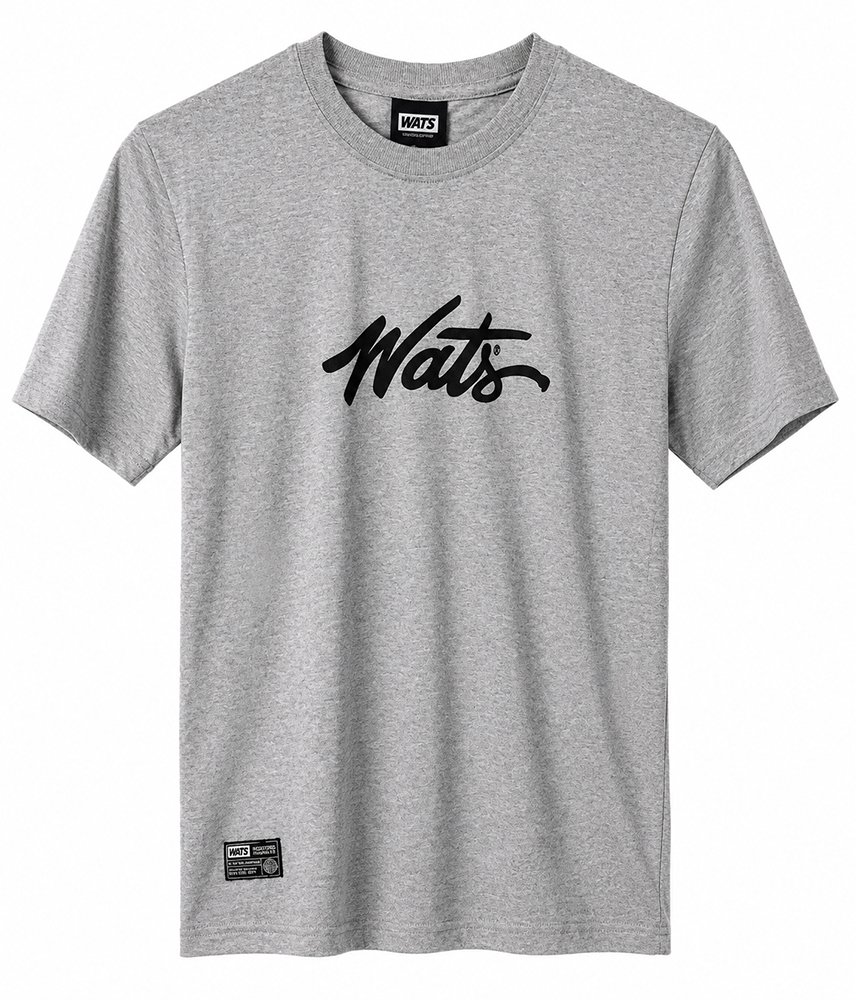 Camiseta Infantil Wats Tag Mid Logo Manga Curta Estampada - Cinza