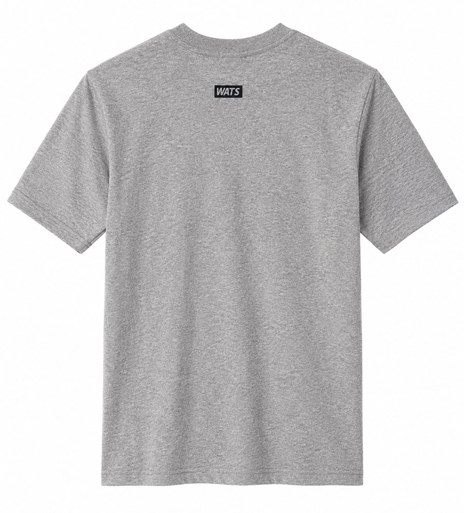 Camiseta Infantil Wats Tag Mid Logo Manga Curta Estampada - Cinza