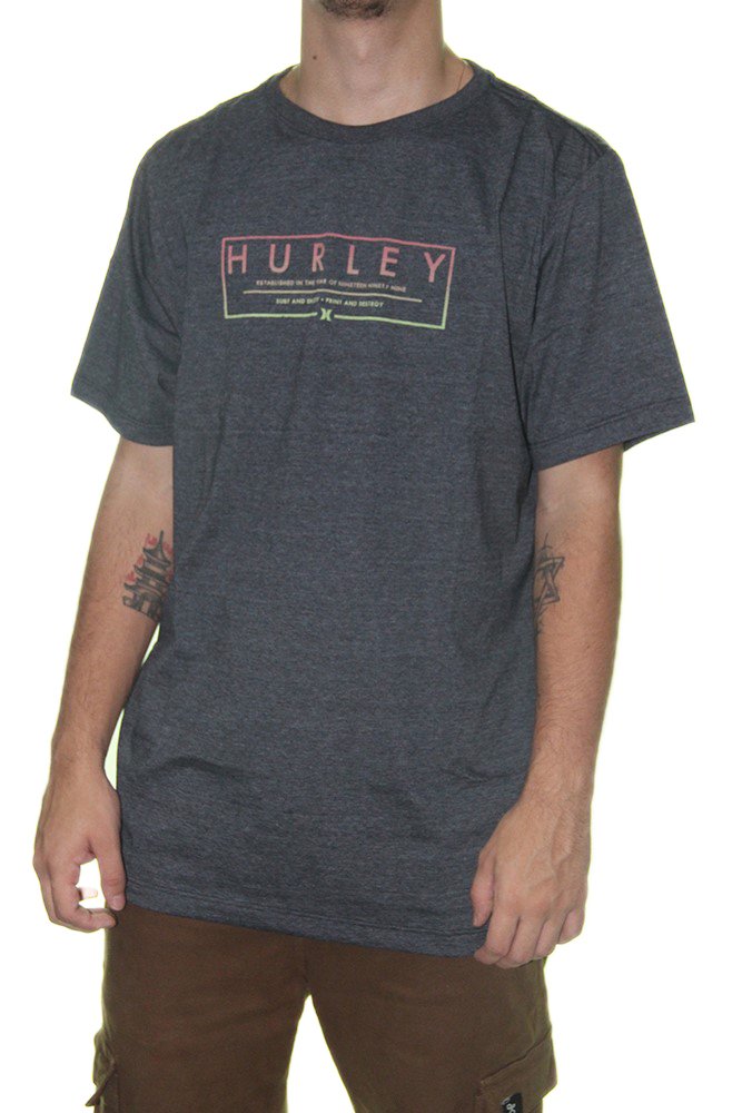 Camiseta Masculina Hurley Silk Estabilished Manga Curta Estampada - Preto  Mescla - Home