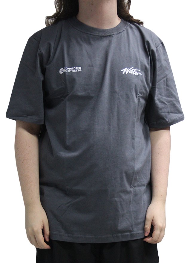 Camiseta Masculina Wats Tag Botom Manga Curta Estampada - Cinza