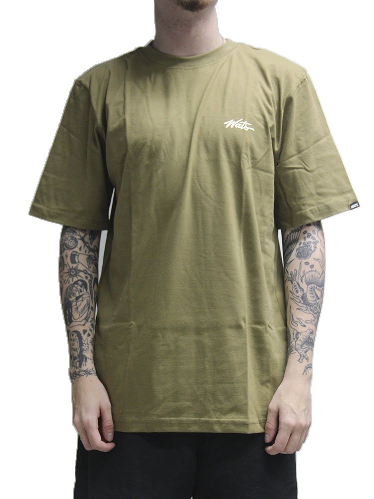 Camiseta Masculina Wats Tag Botton Manga Curta Estampada - Marrom