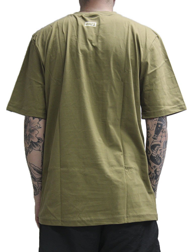 Camiseta Masculina Wats Tag Botton Manga Curta Estampada - Marrom