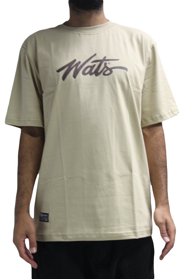 Camiseta Masculina Wats Tag Manga Curta Estampada - Bege