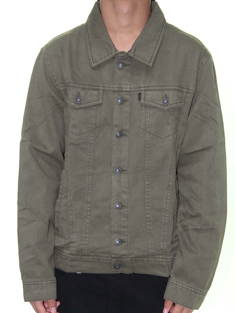 jaqueta jeans verde militar masculina