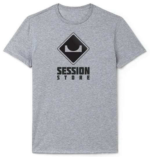Camiseta Infantil Session Logo Clássico Manga Curta Estampada Gola Careca - Cinza Mesclado