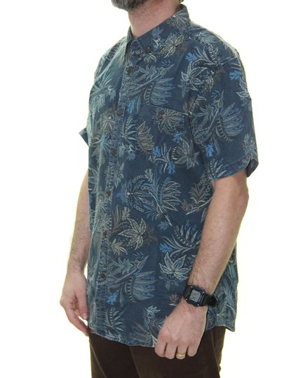 Camisa Masculina Vissla Strah Manga Curta - Azul Marinho