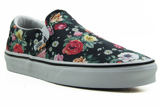 Tênis Feminino Vans Classic Slip-on Garden Floral Black - Black/White/Floral