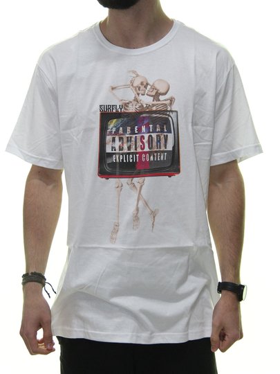 Camiseta Masculina Surfly Esqueleto Manga Curta - Branco