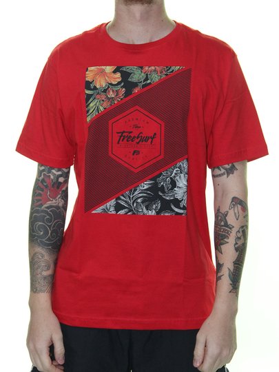 Camiseta Masculina Freesurf Techshirts Floral Manga Curta - Vermelho