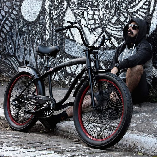 Bicicleta Psycle Naja 7 Marchas - Preto/Vermelho