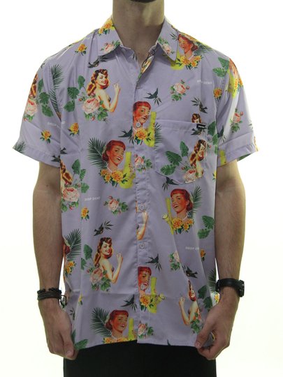 Camisa Masculina Dropdead Tropical Floral - Roxo