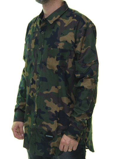 Camisa Flanela Hocks Camow Manga Longa - Camuflado