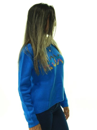 Blusa Feminina Roxy Tricot Rainbow Manga Longa de Lã - Azul