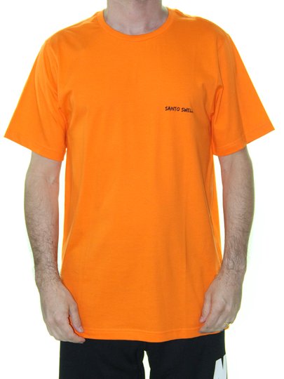 Camiseta Orange Santo Swell Script Algodão Estampada Manga Curta - Laranja