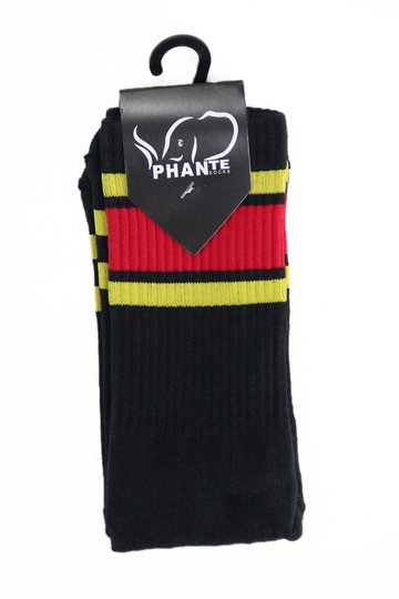 Meia Phante Socks Classica Cano Longo  - Preto/Amarelo/Vermelho