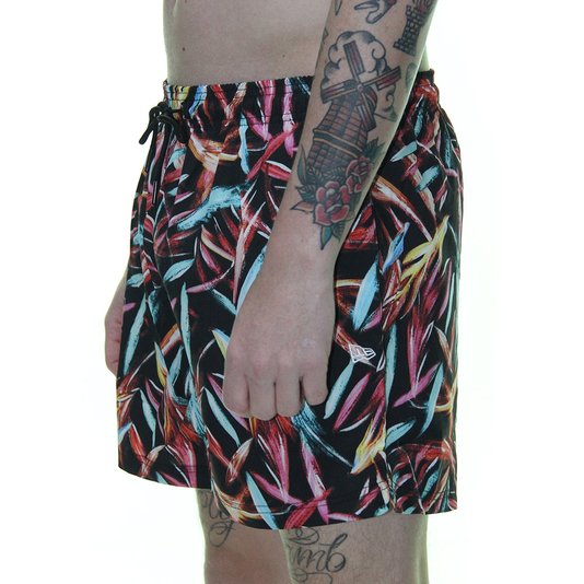 Bermuda Masculina New Praia Dark Floral - Preto/Floral