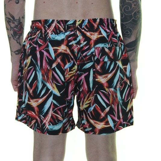 Bermuda Masculina New Praia Dark Floral - Preto/Floral