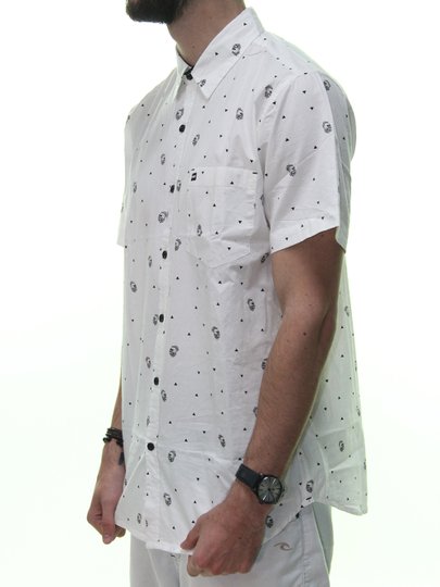 Camisa Masculina HD Skull Manga Curta - Branco