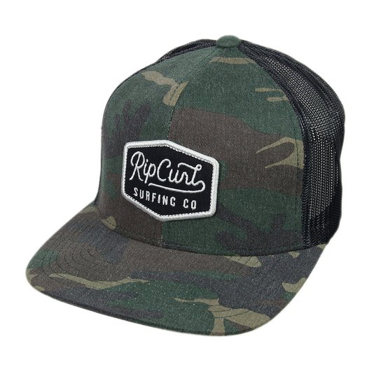 Boné Rip Curl Station Trucker Aba Reta - Preto/Verde Camuflado