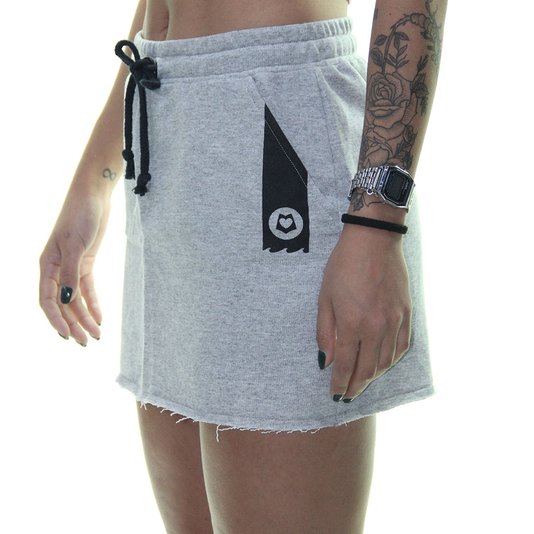 Saia Feminina Loveboard Moletom - Cinza Mesclado