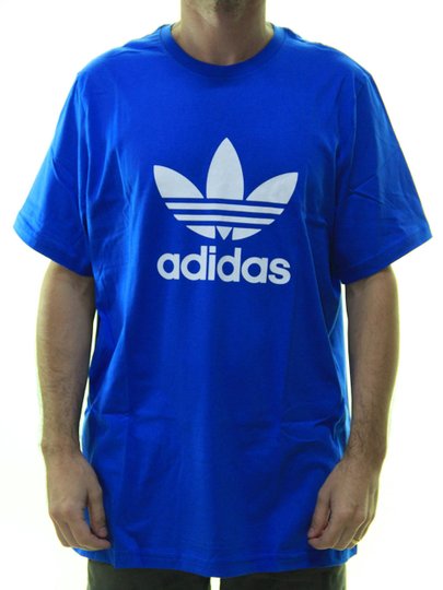 Camiseta Masculina Adidas Trefoil Estampada Manga Curta - Azul