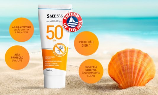 Protetor Solar SafeSea Protetor Solar e Agua Viva FPS 50
