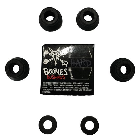 Kit 4 Amortecedores 2 arruelas para Skate Bones Hard - Preto