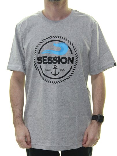 Camiseta Masculina Session Wave Cicle Estampada Manga Curta - Cinza Mesclado