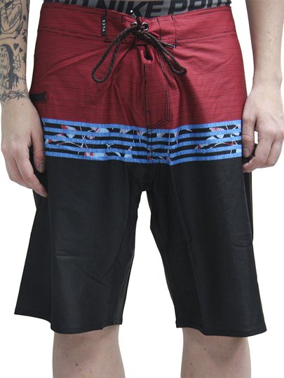 Bermuda De Banho VLCS Tropa Da Palms - Vermelho/Preto