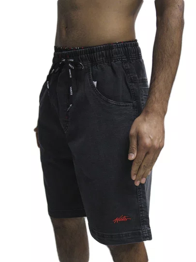 Bermuda De Elástico Masculina Wats Jeans - Preto