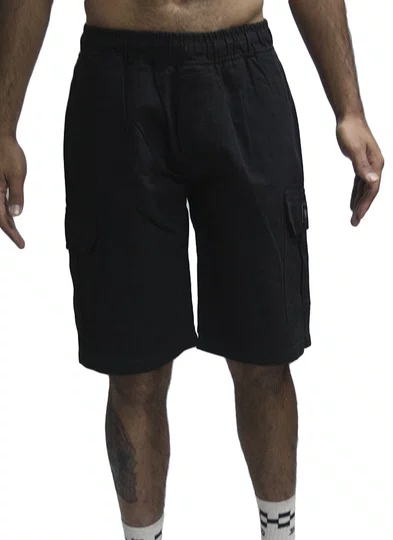 Bermuda De Passeio Masculina Federal Art Sarja Cargo - Preto
