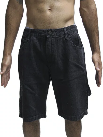 Bermuda De Passeio Masculina Plano C Denim Carpenter - Preto Estonado