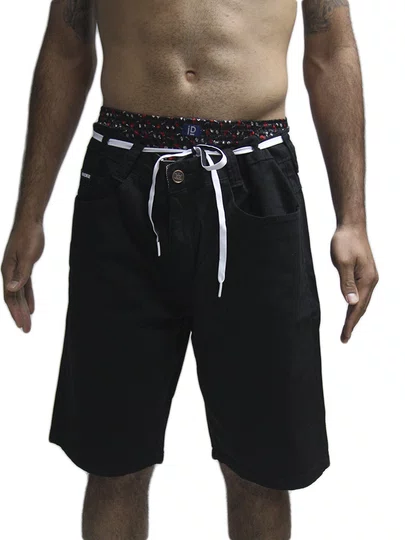 Bermuda De Passeio Masculina Sarja Hocks Field - Preto