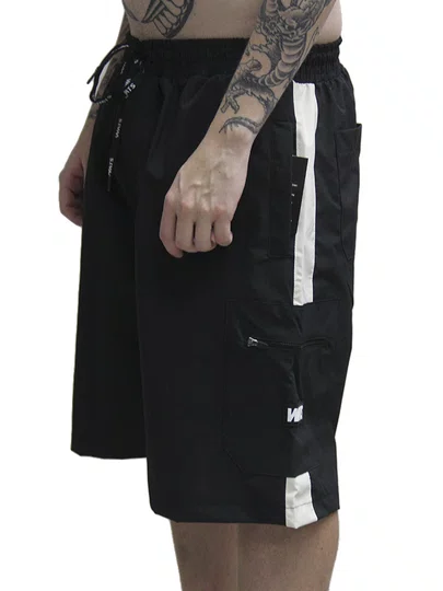 Bermuda De Passeio Masculina Wats Nylon Faixa - Preto