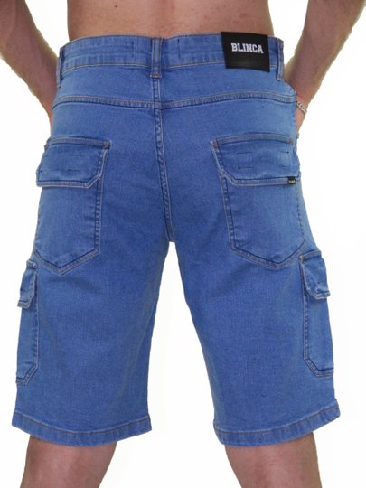 Bermuda Masculina de Passeio Blinca Sarja Cargo - Jeans
