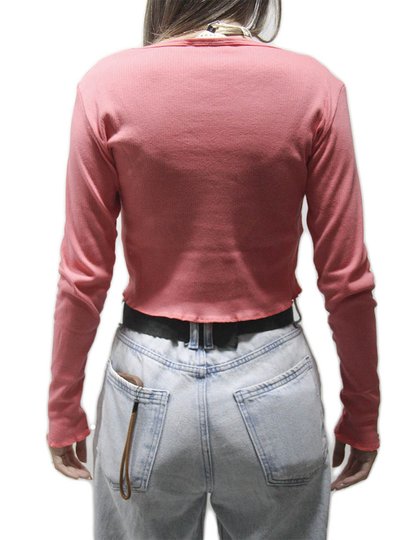 Blusinha Feminina Billabong Notch Manga Longa Estampada - Rosa