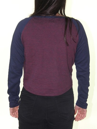 Blusinha Feminina Loveboard Old Manga Longa Cropped - Marinho/Bordo