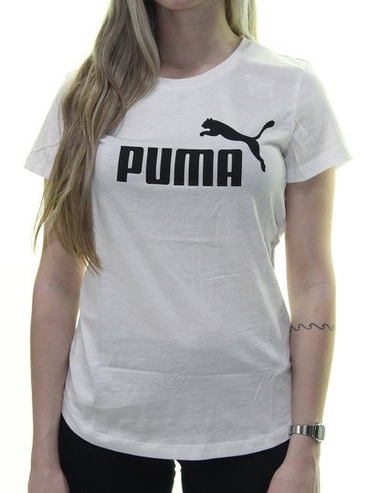Blusinha Feminina Puma Ess Logo Manga Curta - Branco