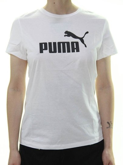 Blusinha Feminina Puma Ess Logo Manga Curta Estampada - Branco