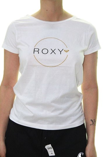 Blusinha Feminina Roxy M/C Mic Circle Logo Manga Curta Estampada - Branco