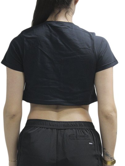 Blusinha Feminina Thrasher Flame Logo Manga Curta Estampada - Preto
