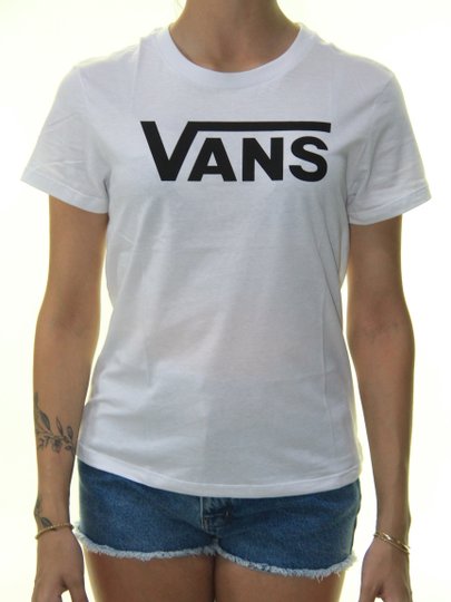 Blusinha Feminina Vans Flying V Crew Manga Curta - Branco