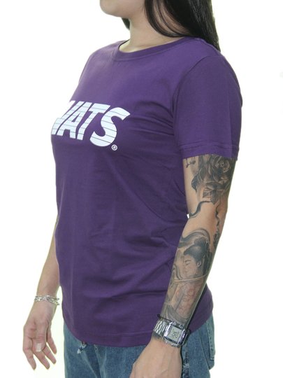 Blusinha Feminina Wats Logo Recorte Manga Curta Estampada - Roxo