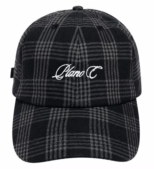Boné Aba Curva Plano C Bordado - Xadrez Preto/CInza