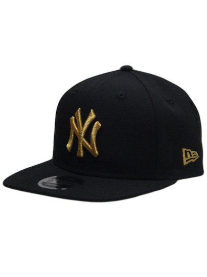 Boné Aba Reta Fechado New Era Yankees - Preto/Dourado