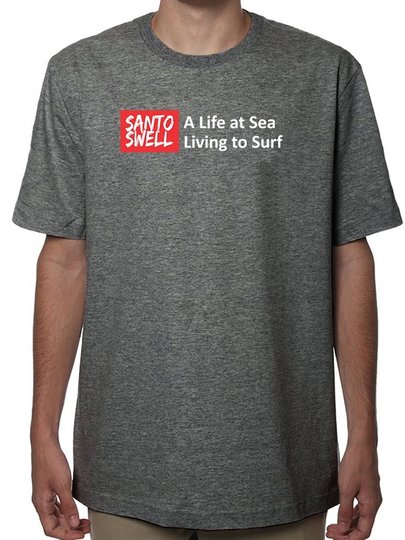 Camiseta Santo Swell Gray Life Sea Surf de Algodão Estampada Manga Curta - Grafite Mesclado