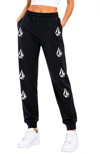 Calça de Moletinho Feminina Volcom Deadly Stone - Preto/Branco
