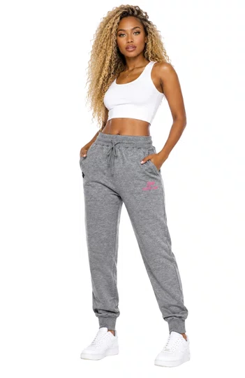 Calça de Moletom Feminina Santta Maré Peluciada - Cinza mescla